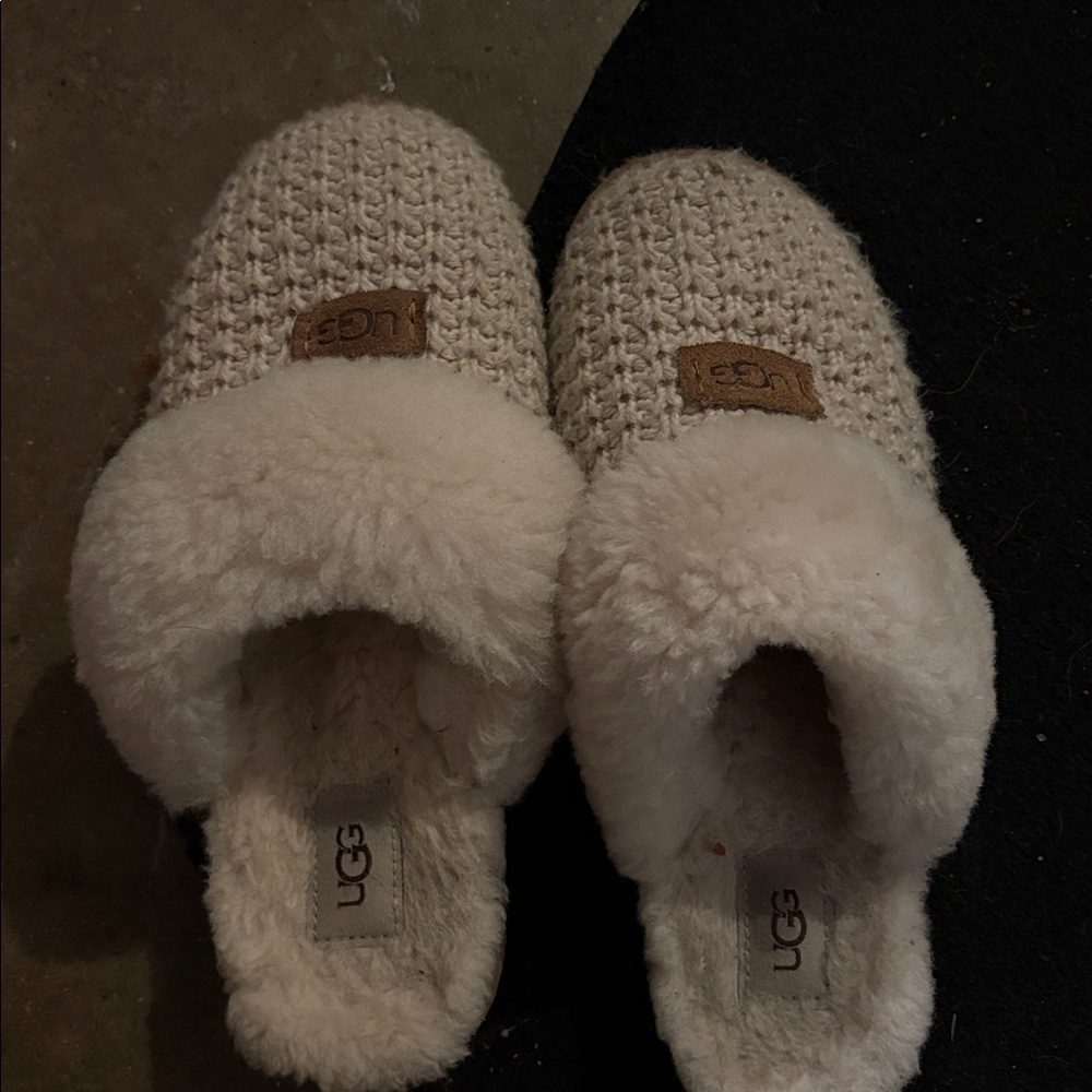 UGG Cream and Tan Shearling Slippers - Picture 3 of 3